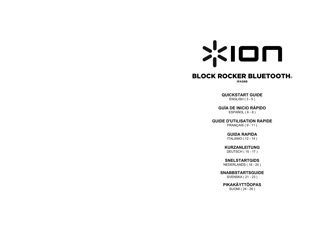 ION Audio Block Rocker Bluetooth - iPA56B User Manual | 28 pages