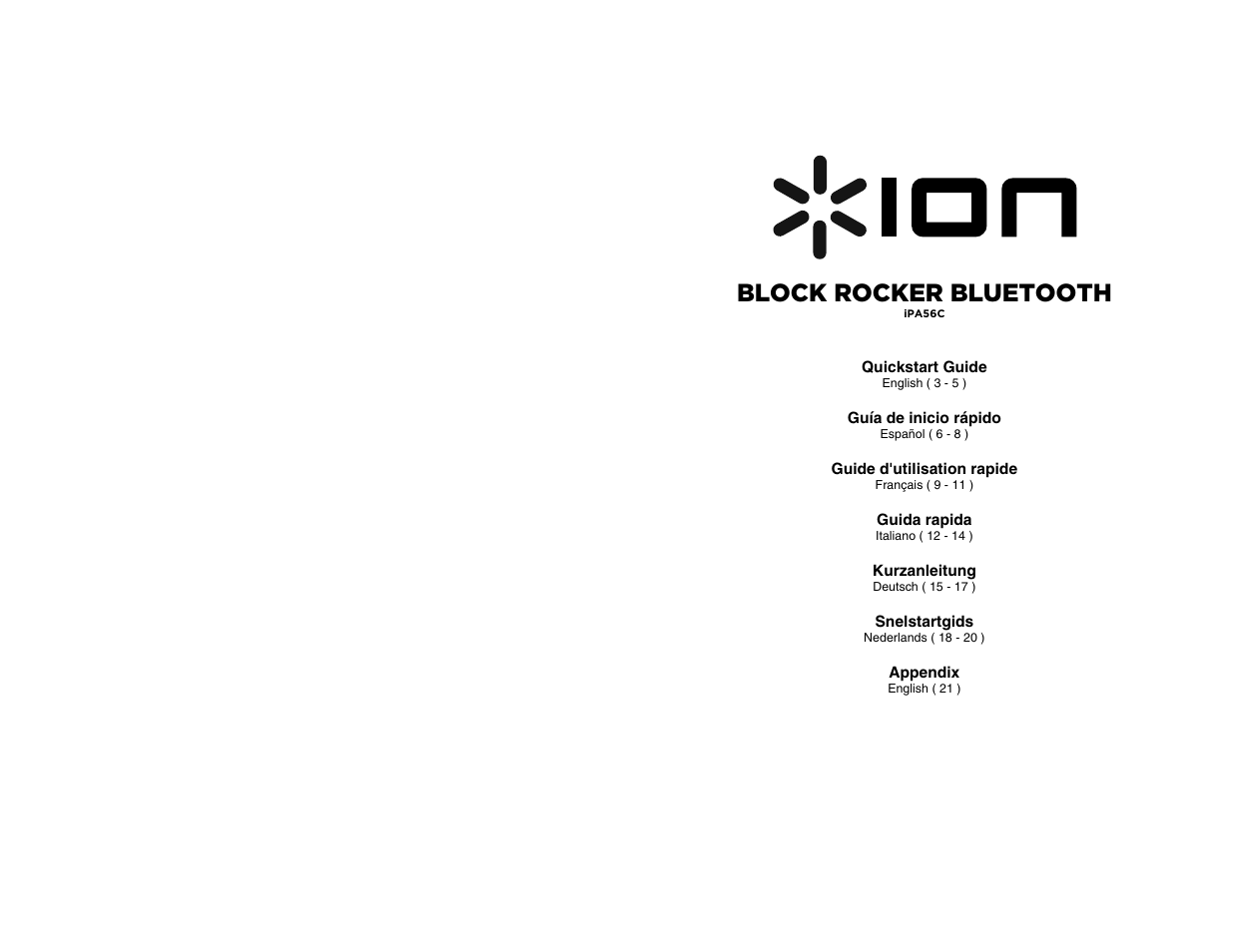 ION Audio Block Rocker Bluetooth iPA56C User Manual | 24 pages