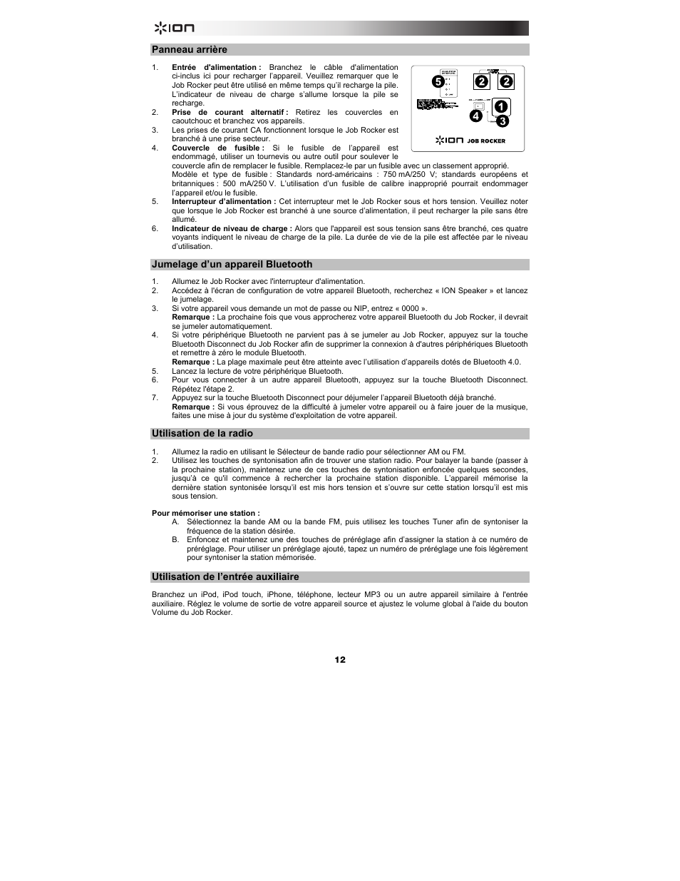 ION Audio Job Rocker User Manual | Page 12 / 36