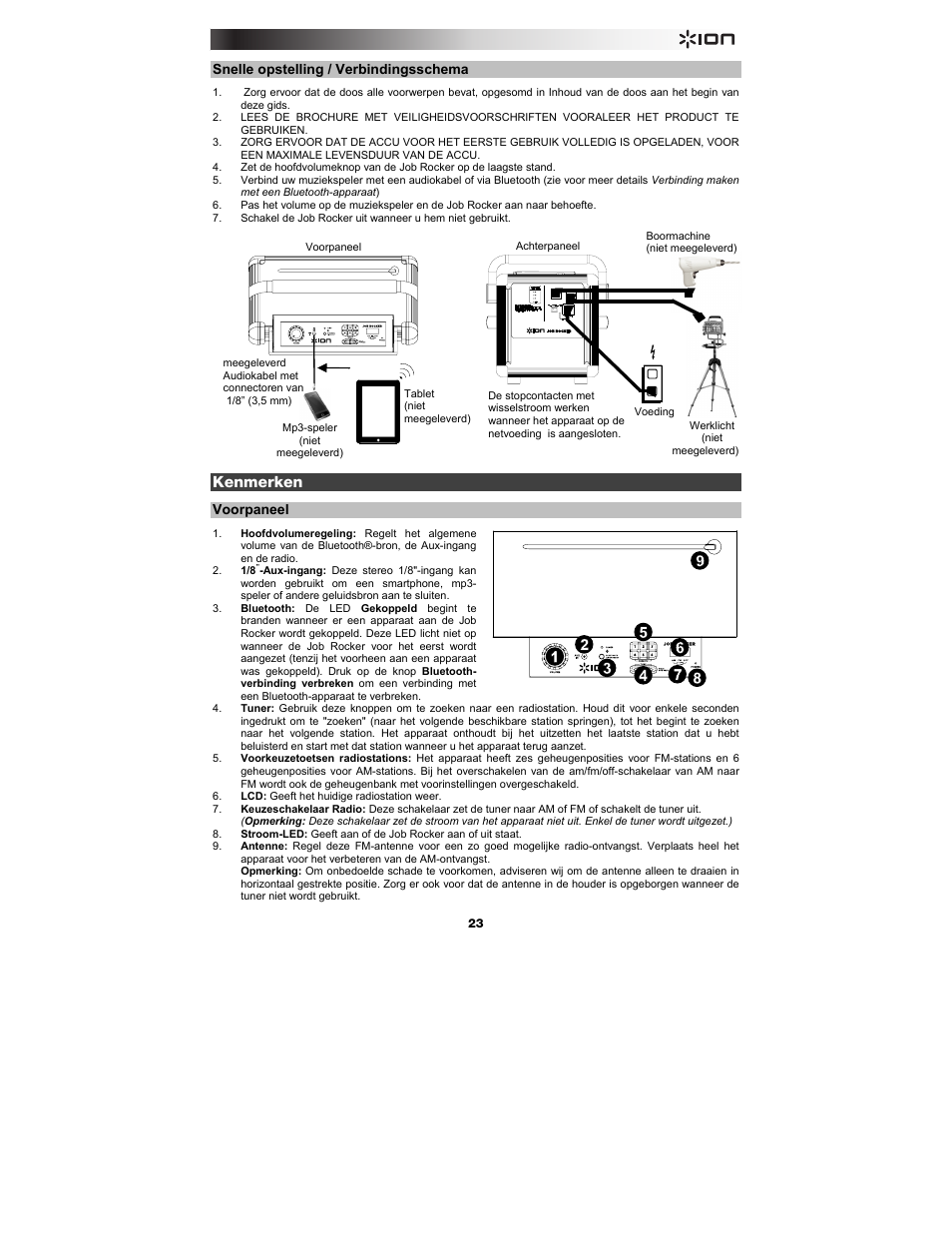 Kenmerken | ION Audio Job Rocker User Manual | Page 23 / 36