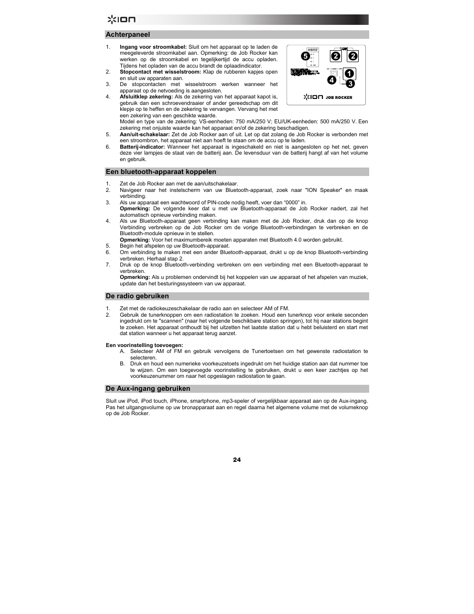 ION Audio Job Rocker User Manual | Page 24 / 36