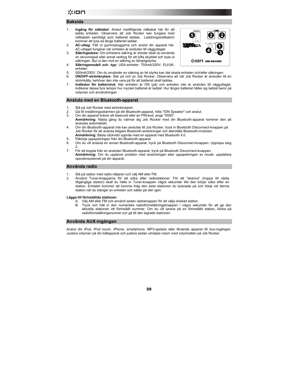ION Audio Job Rocker User Manual | Page 28 / 36