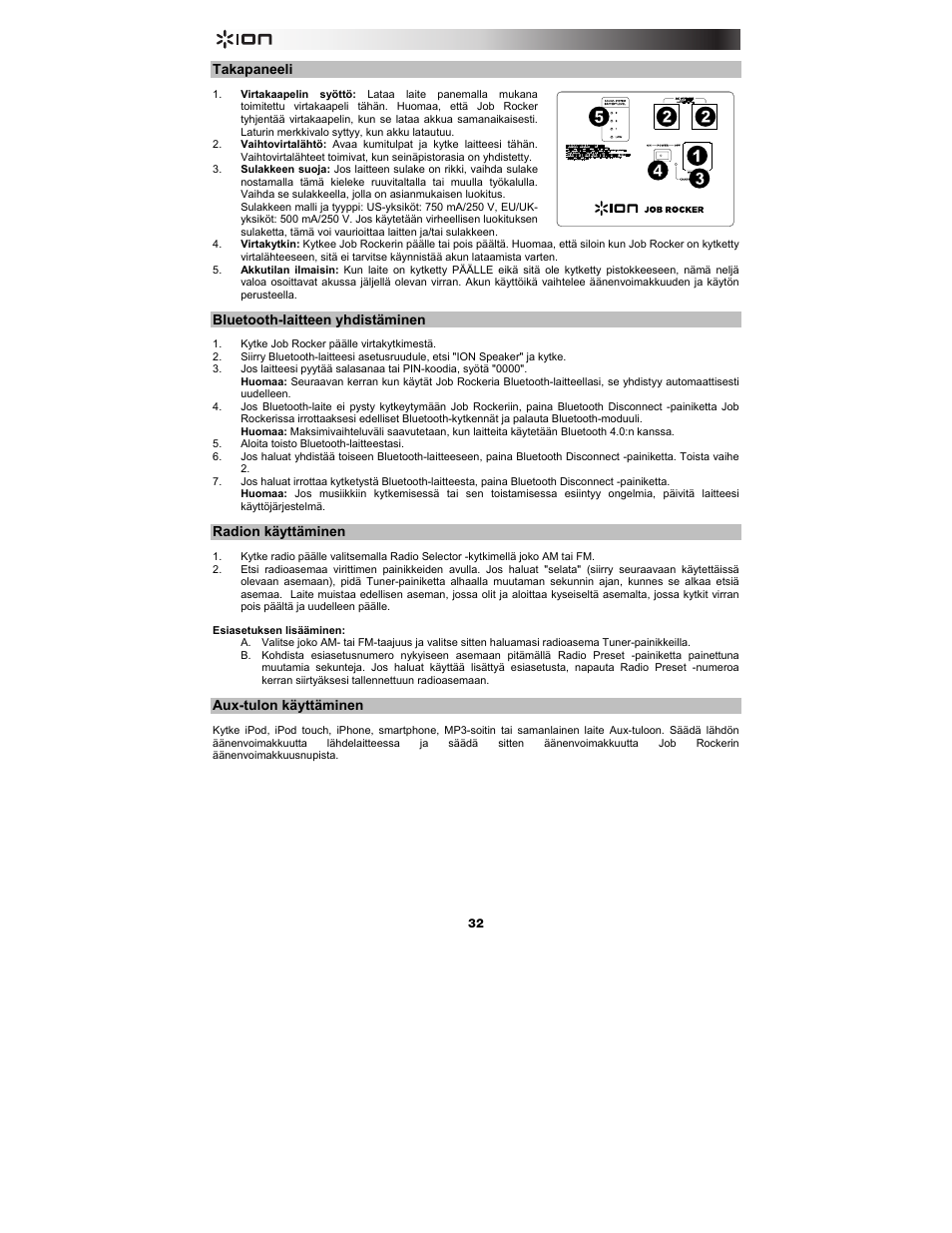 ION Audio Job Rocker User Manual | Page 32 / 36