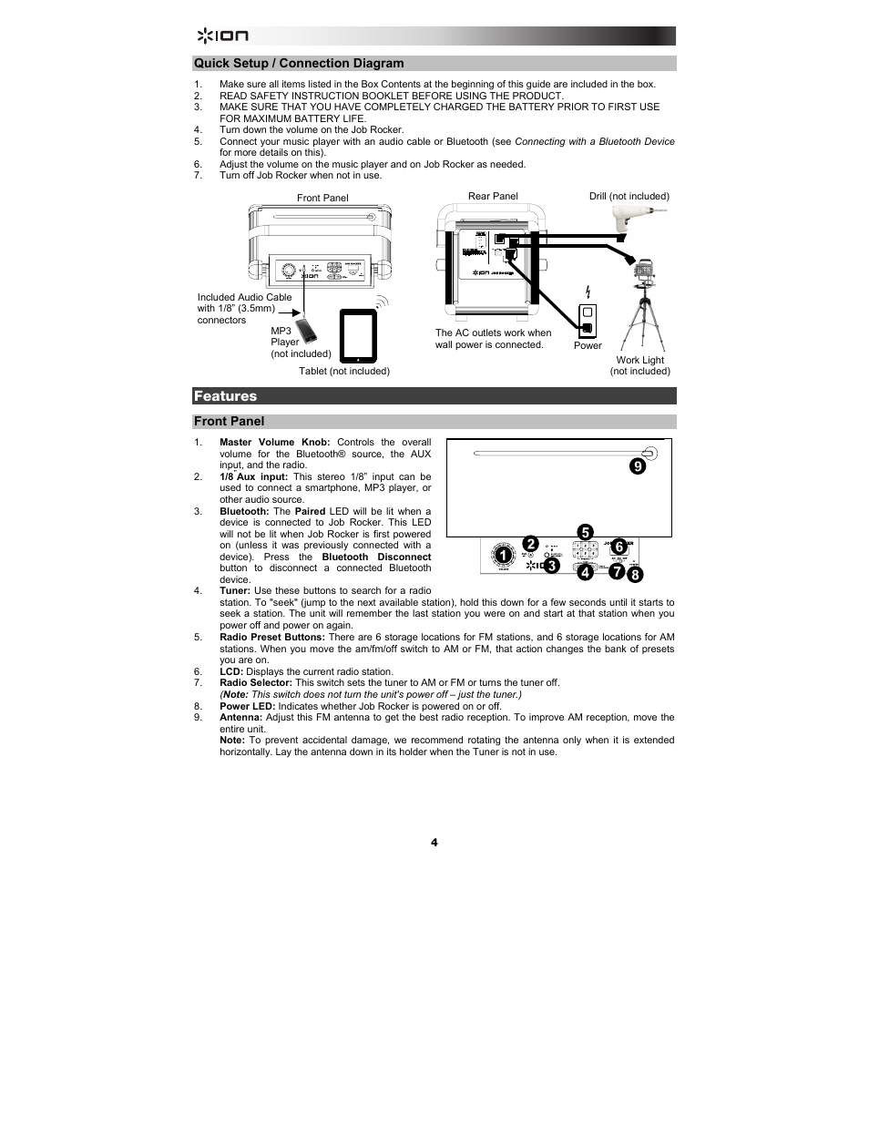 Features | ION Audio Job Rocker User Manual | Page 4 / 36