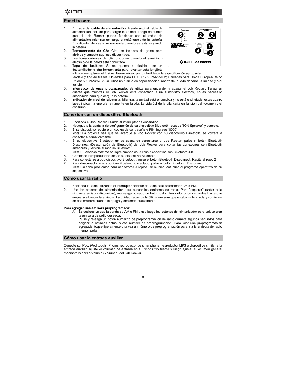 ION Audio Job Rocker User Manual | Page 8 / 36