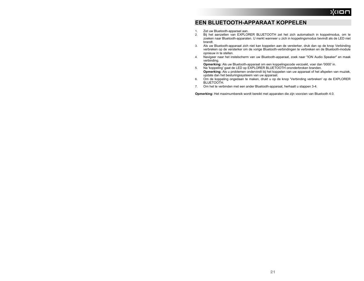 Een bluetooth-apparaat koppelen | ION Audio Explorer Bluetooth User Manual | Page 21 / 24