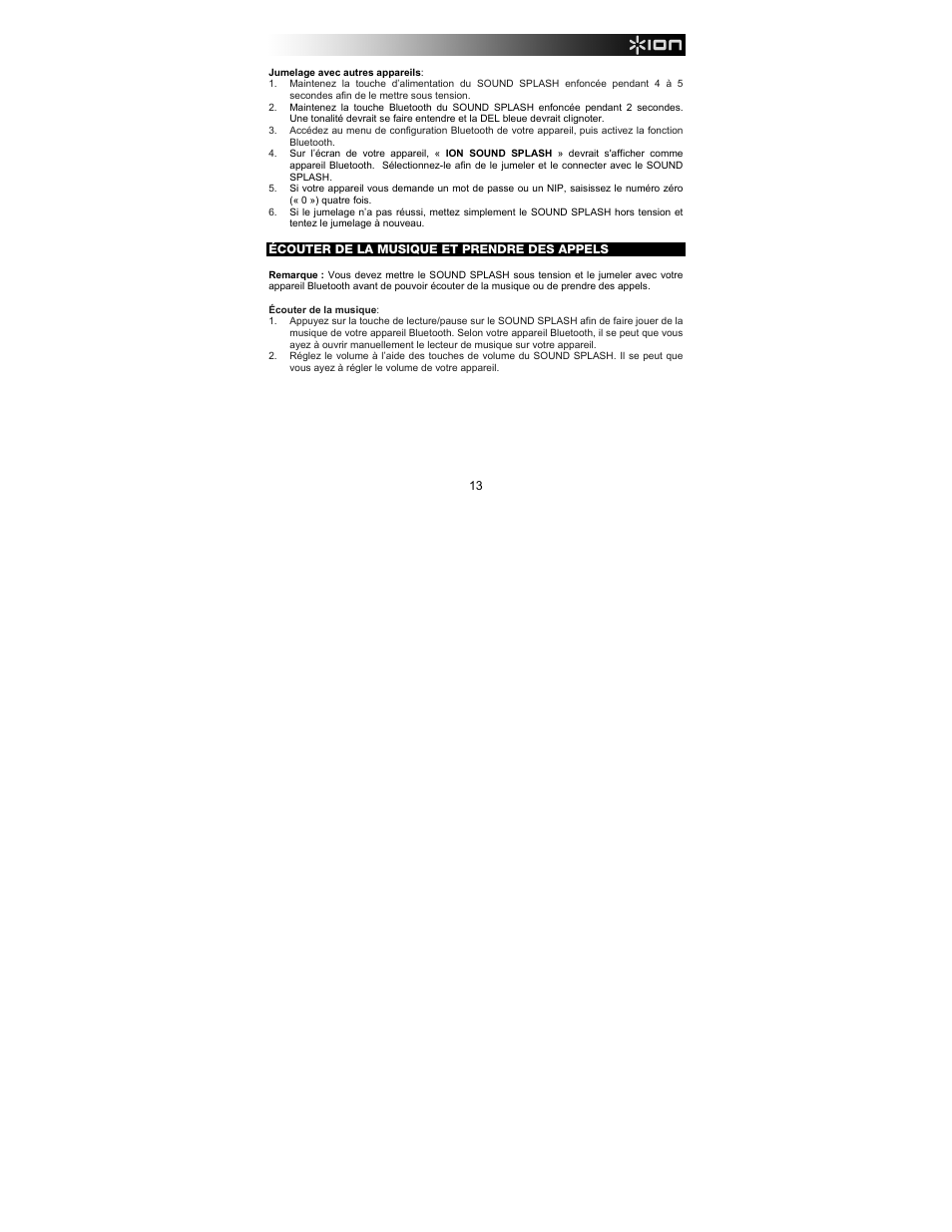 ION Audio Sound Splash User Manual | Page 13 / 28