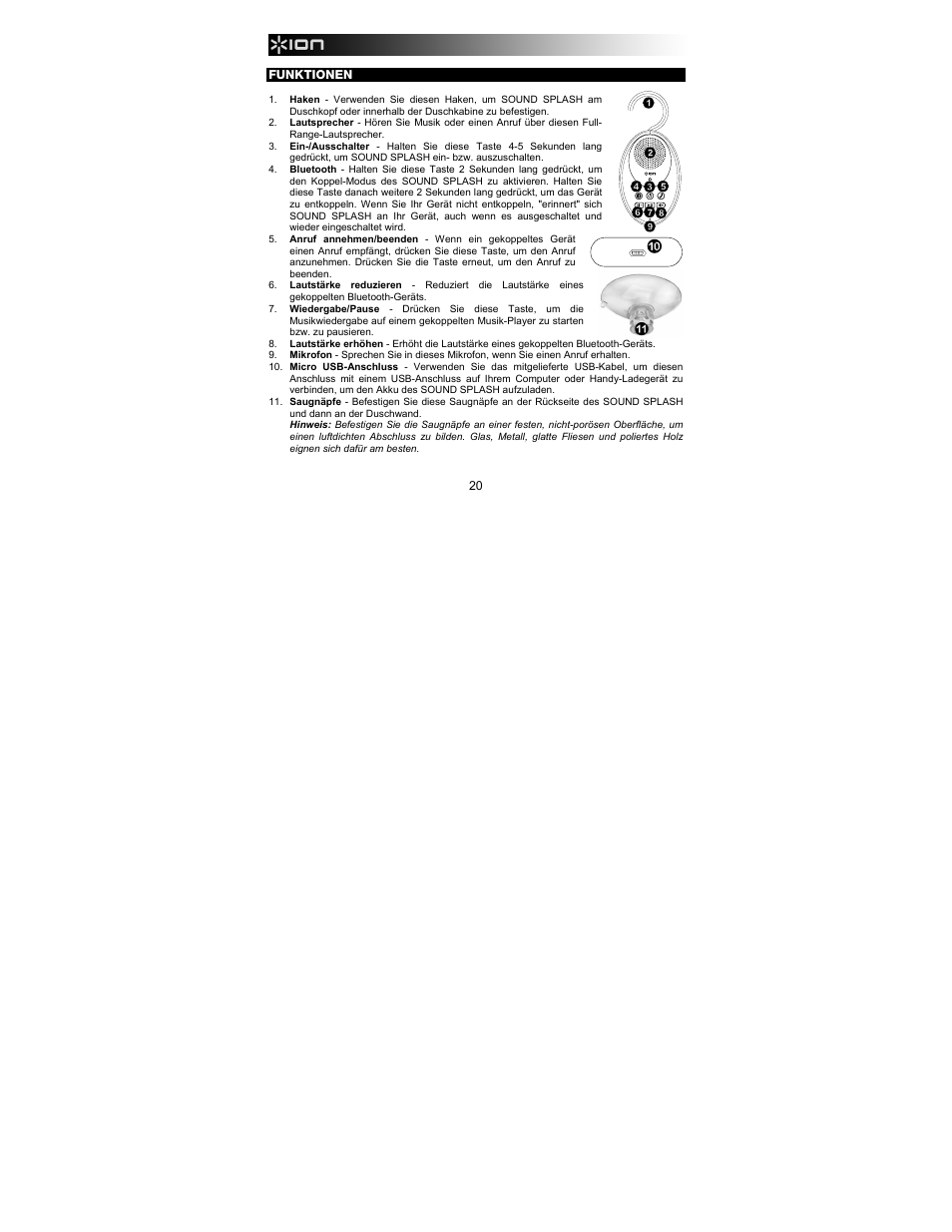 ION Audio Sound Splash User Manual | Page 20 / 28