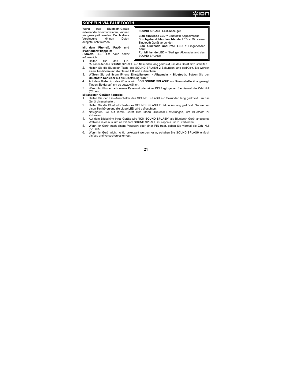 ION Audio Sound Splash User Manual | Page 21 / 28