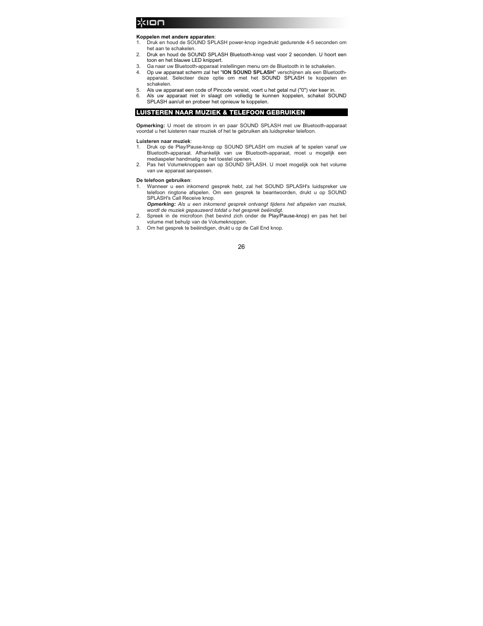 ION Audio Sound Splash User Manual | Page 26 / 28