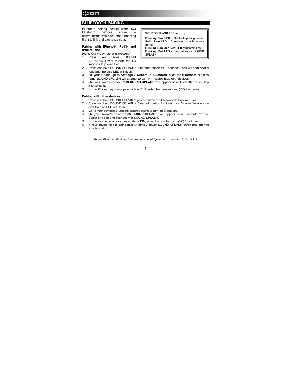 ION Audio Sound Splash User Manual | Page 4 / 28