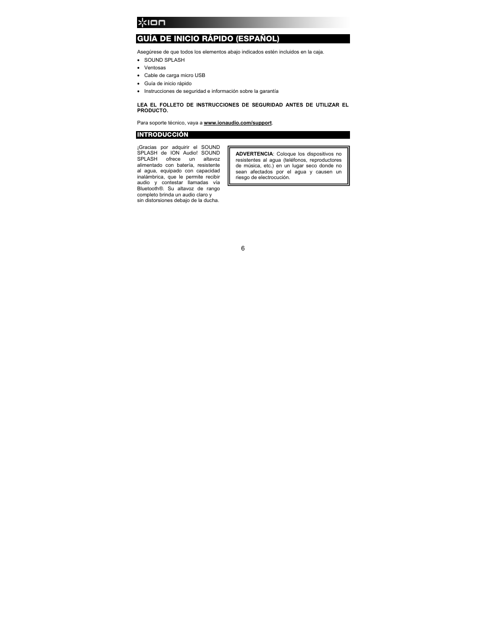 Guía de inicio rápido (español) | ION Audio Sound Splash User Manual | Page 6 / 28