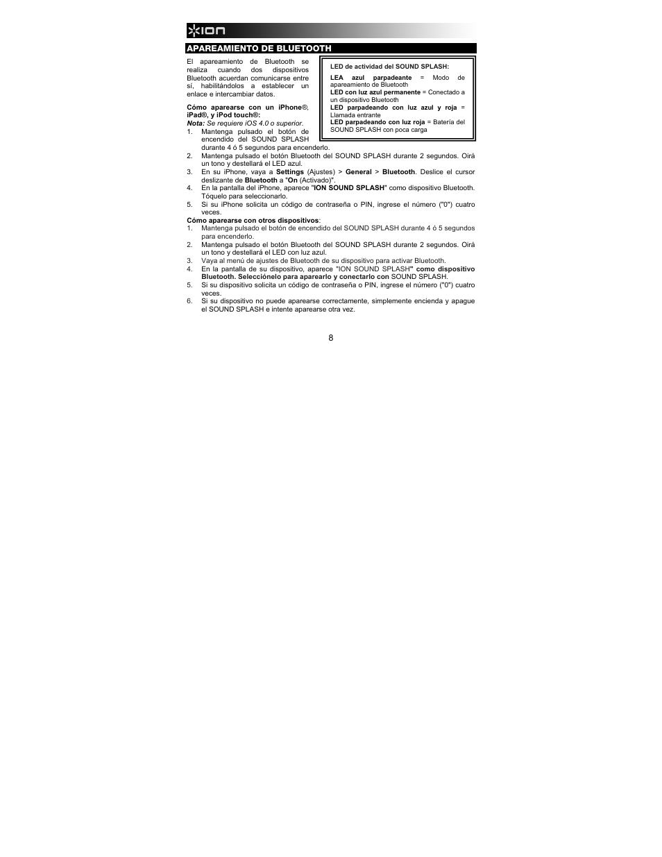 ION Audio Sound Splash User Manual | Page 8 / 28