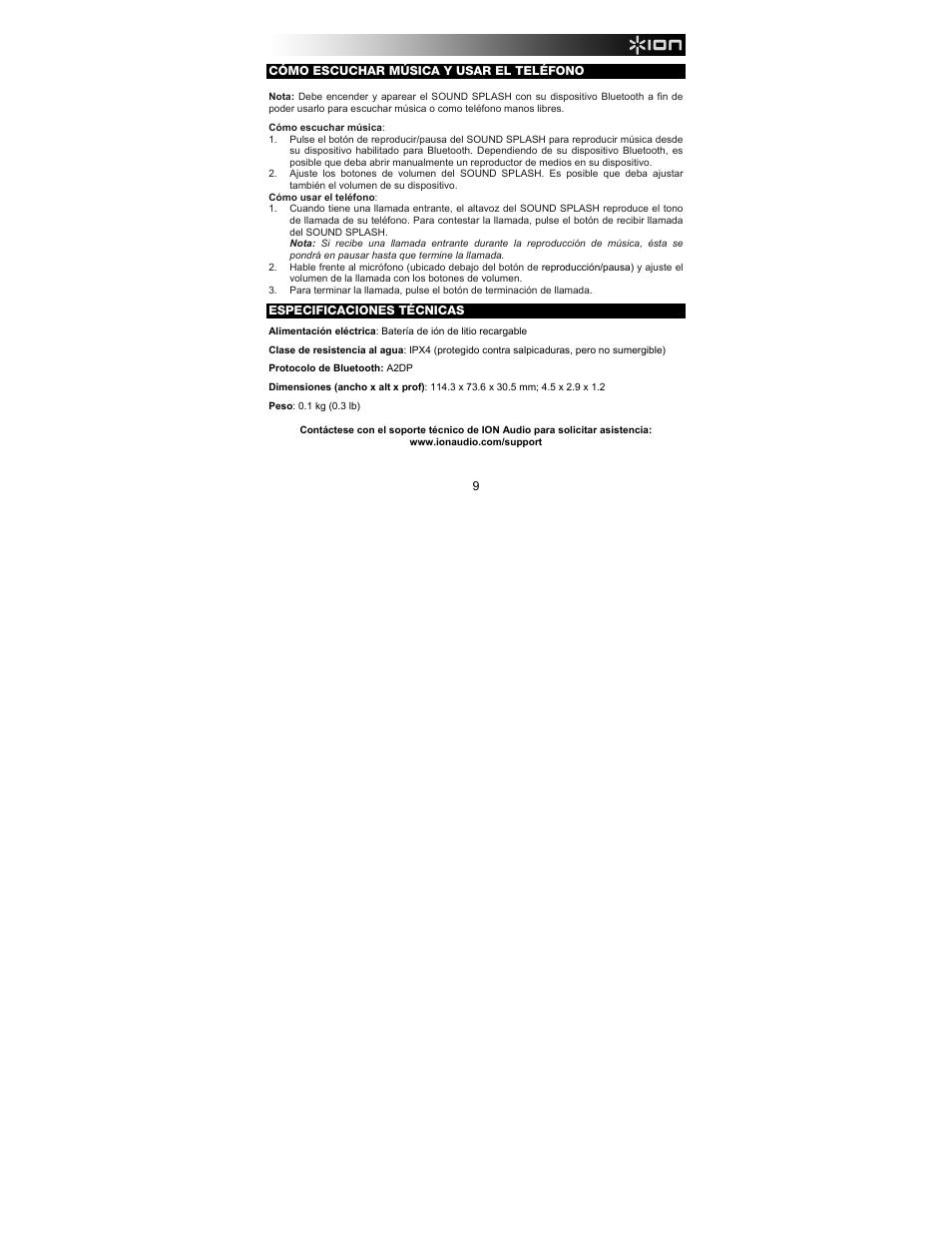 ION Audio Sound Splash User Manual | Page 9 / 28