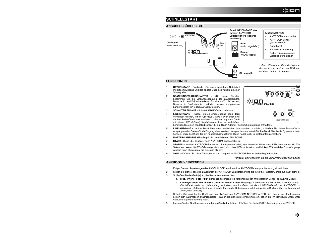 Schnellstart | ION Audio Anyroom User Manual | Page 11 / 16