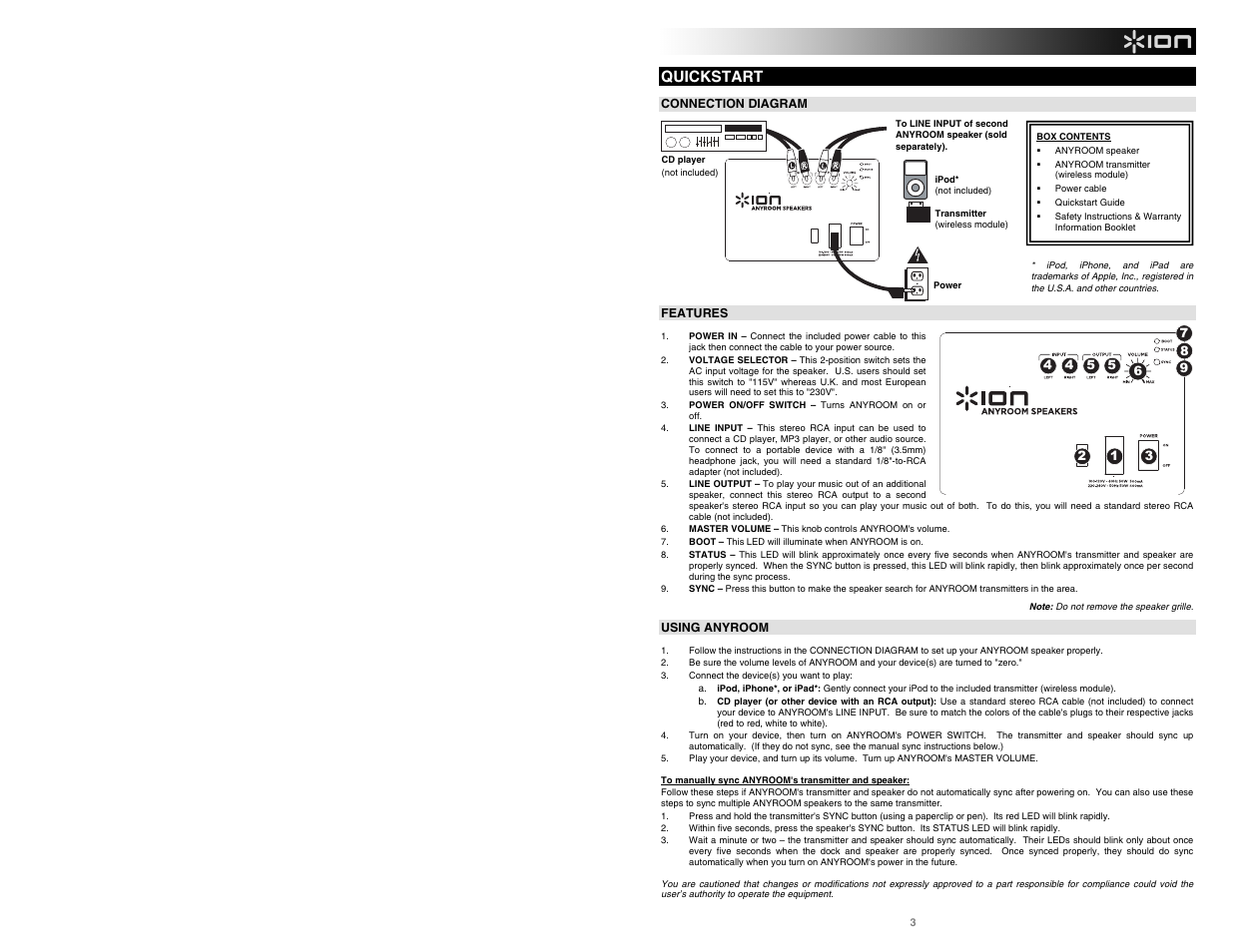 Quickstart | ION Audio Anyroom User Manual | Page 3 / 16