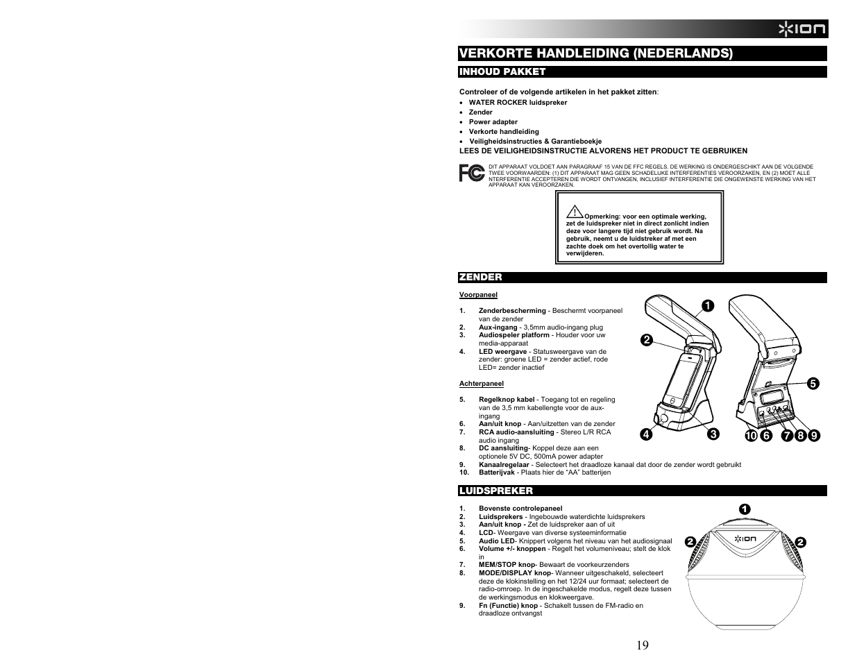 19 verkorte handleiding (nederlands) | ION Audio WATER ROCKER User Manual | Page 19 / 28