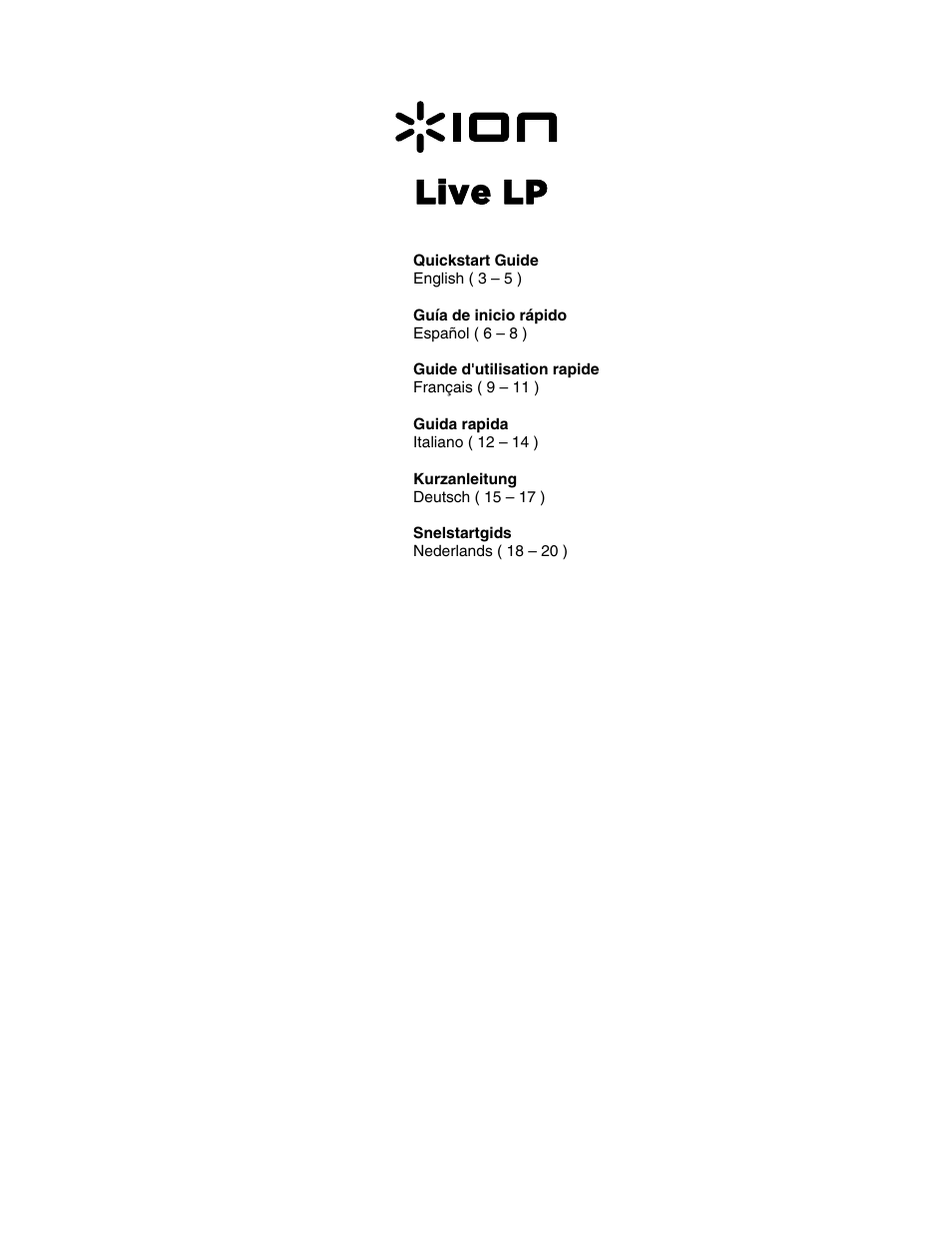 ION Audio Live LP User Manual | 24 pages