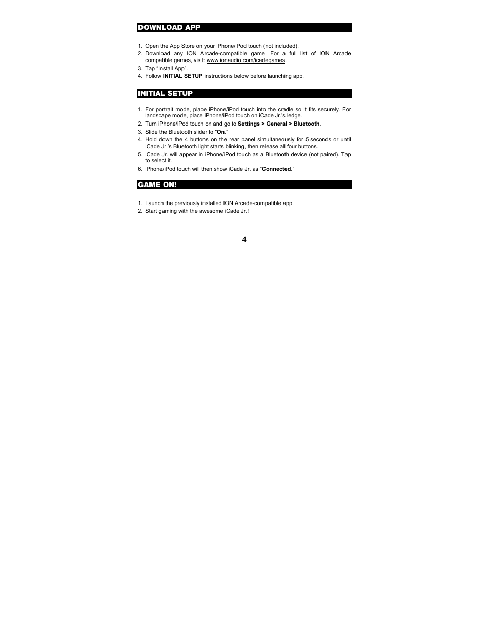 ION Audio iCade Jr. User Manual | Page 4 / 32