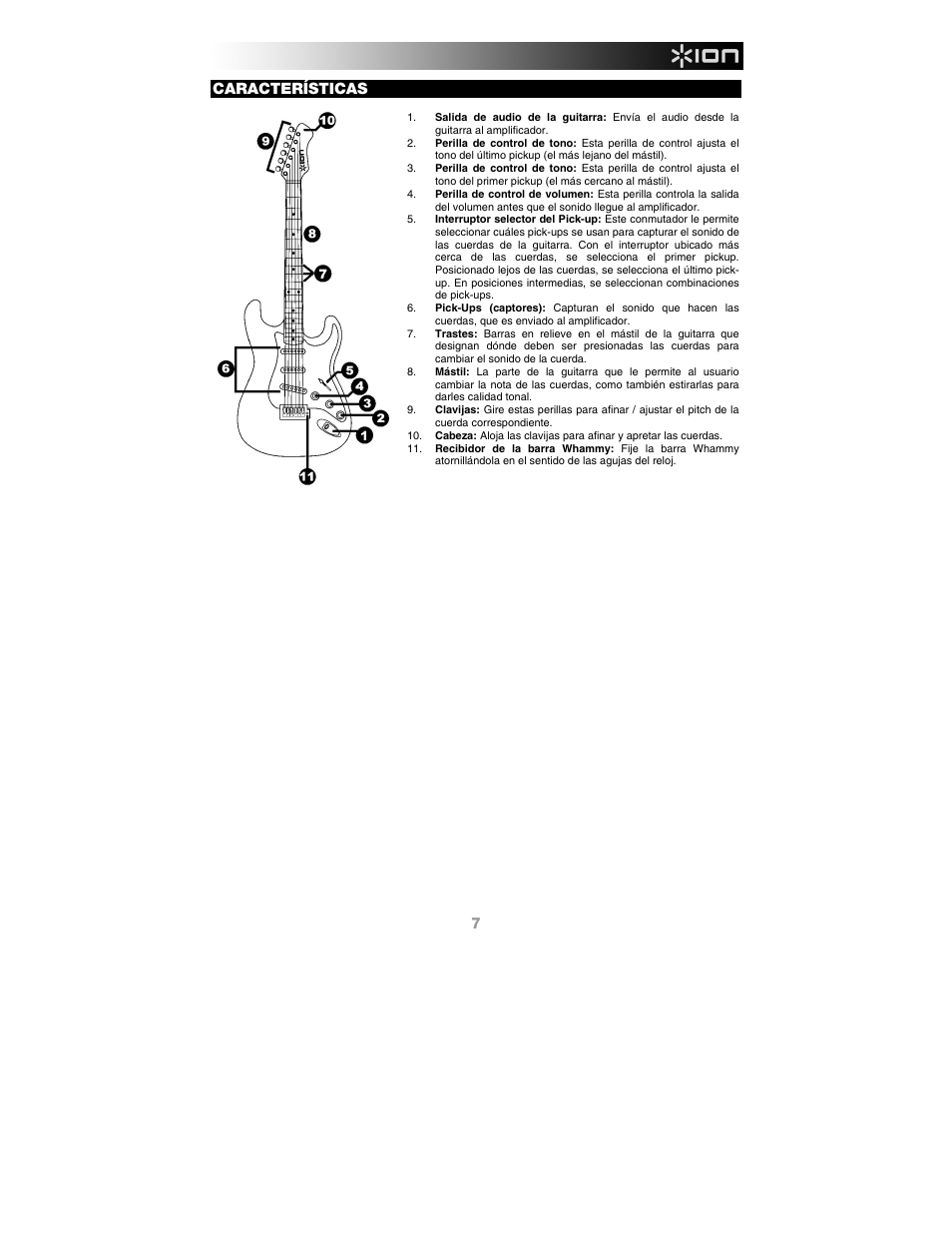 Características | ION Audio Discover Guitar USB User Manual | Page 7 / 20