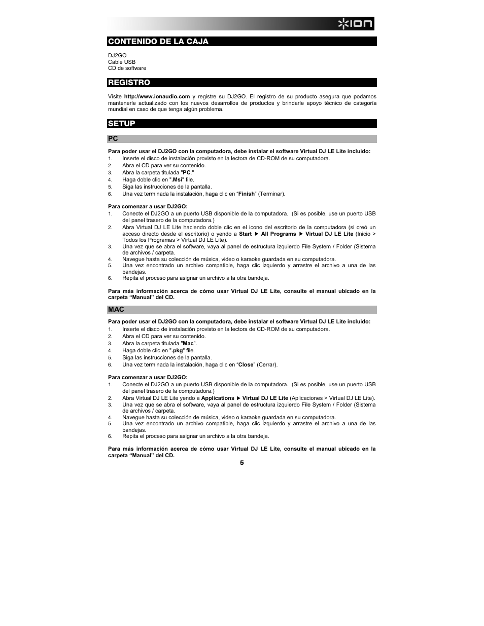 ION Audio DJ2GO User Manual | Page 5 / 16