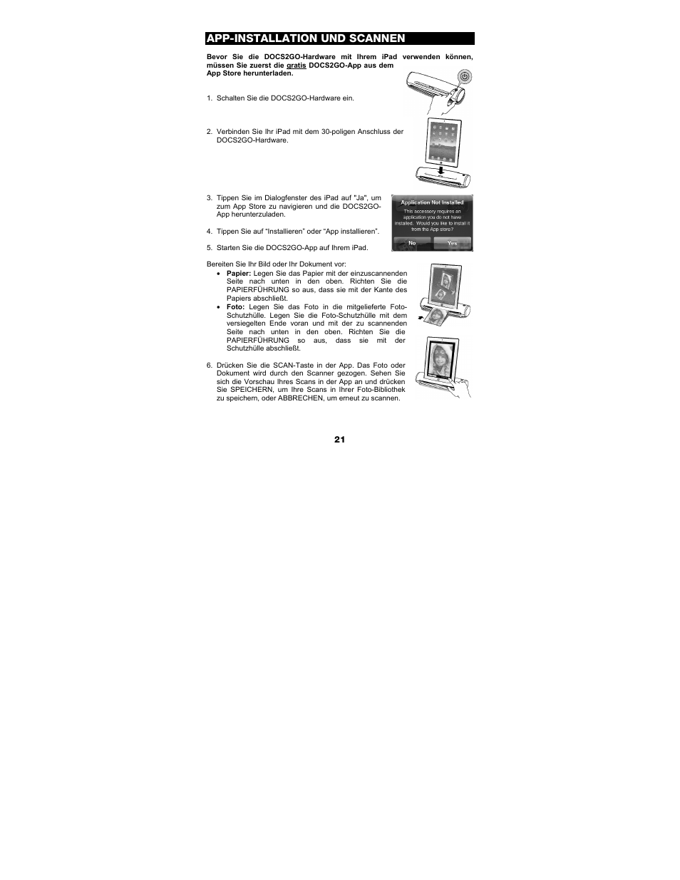 App-installation und scannen | ION Audio Docs 2 Go User Manual | Page 21 / 32