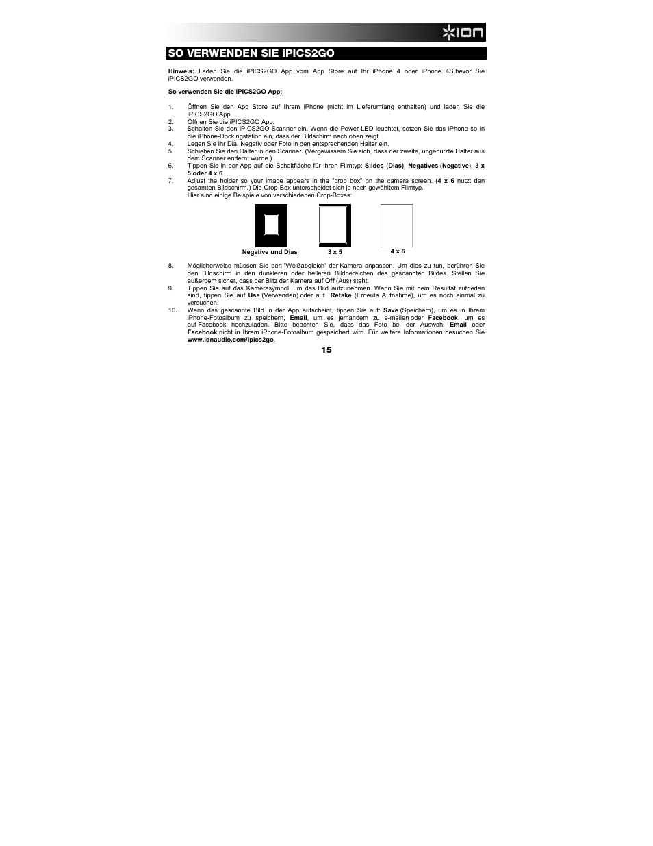 So verwenden sie ipics2go | ION Audio iPics 2 Go User Manual | Page 15 / 20