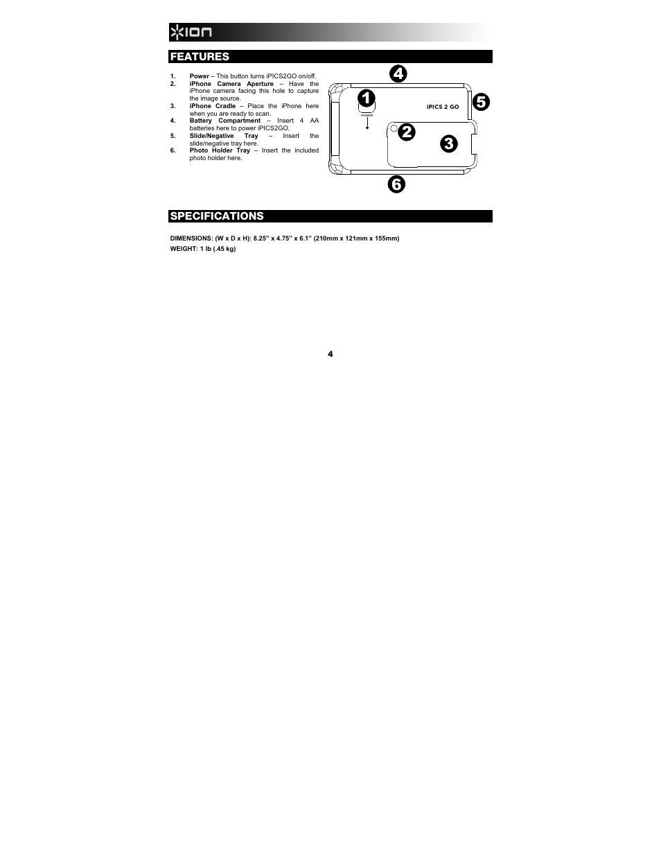 ION Audio iPics 2 Go User Manual | Page 4 / 20