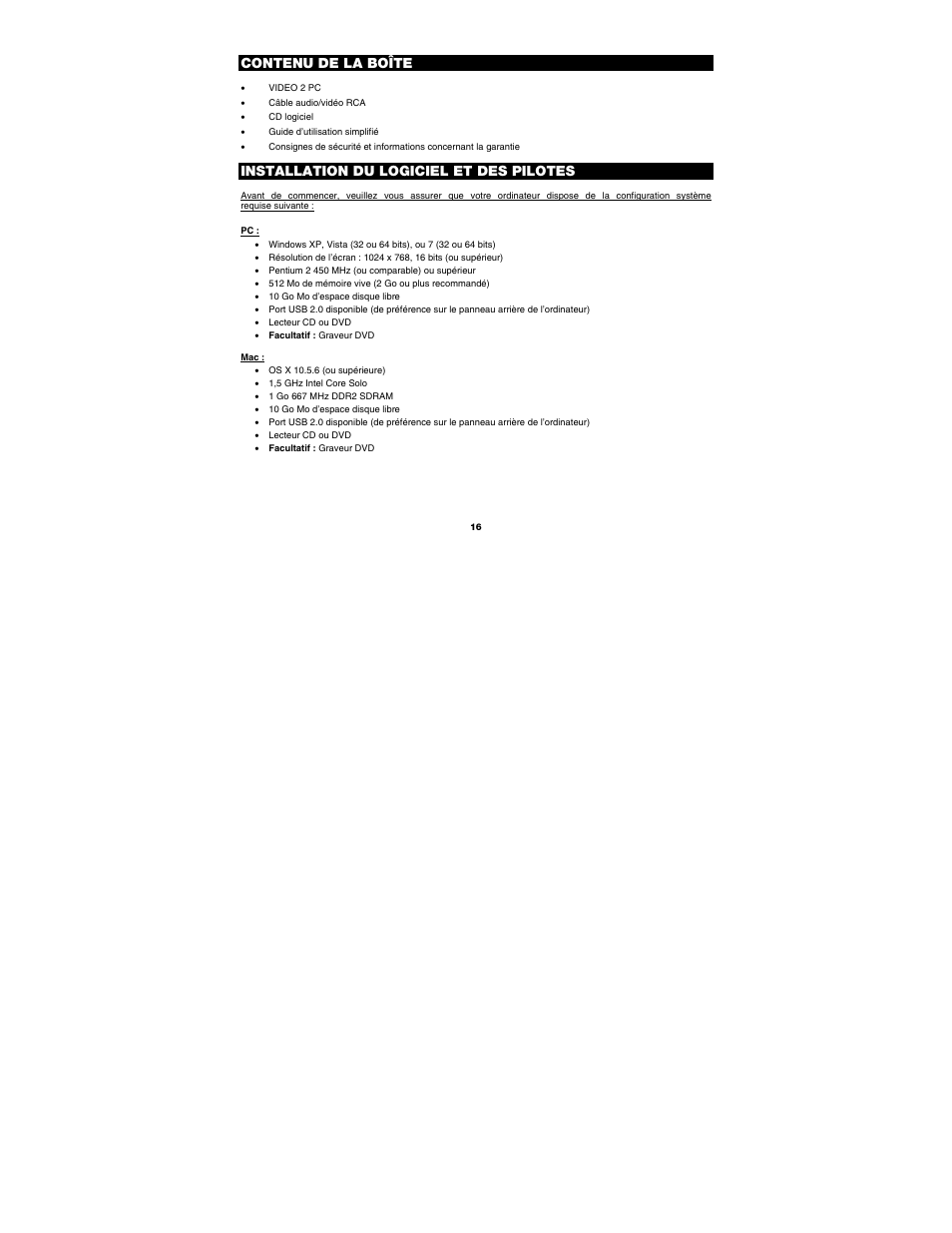 Contenu de la boîte, Installation du logiciel et des pilotes | ION Audio Video 2 PC MKII User Manual | Page 16 / 44