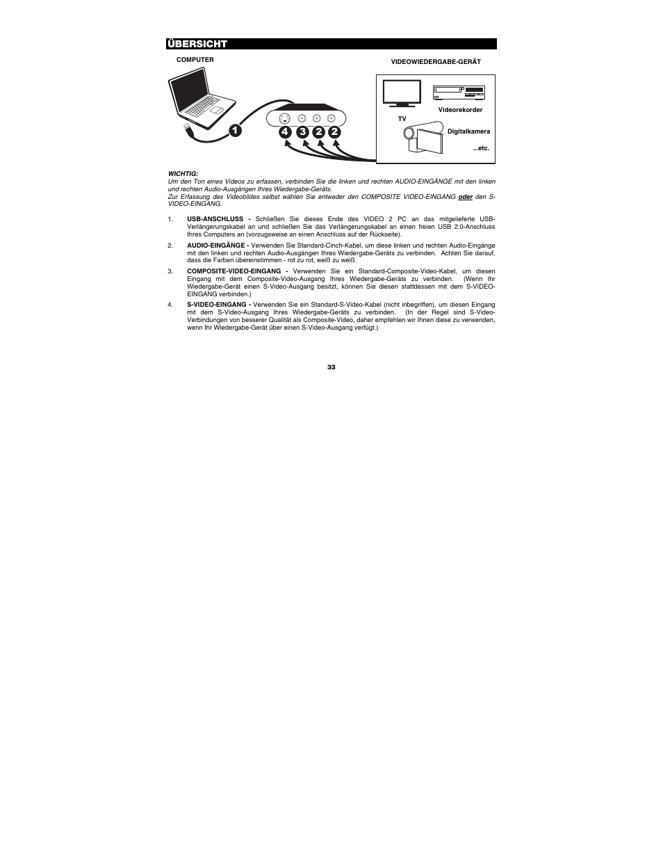 Übersicht | ION Audio Video 2 PC MKII User Manual | Page 33 / 44