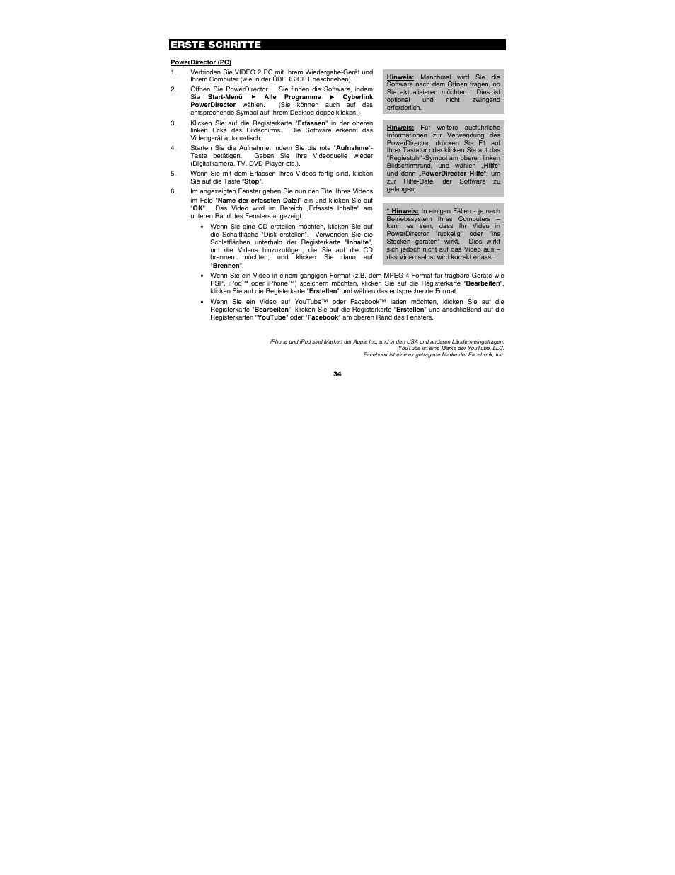 Erste schritte | ION Audio Video 2 PC MKII User Manual | Page 34 / 44