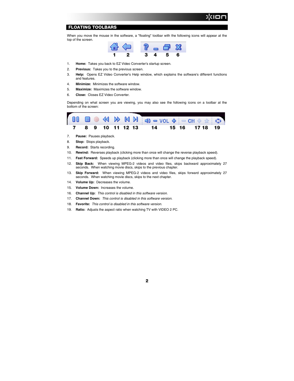 Floating toolbars | ION Audio Video 2 PC User Manual | Page 3 / 10