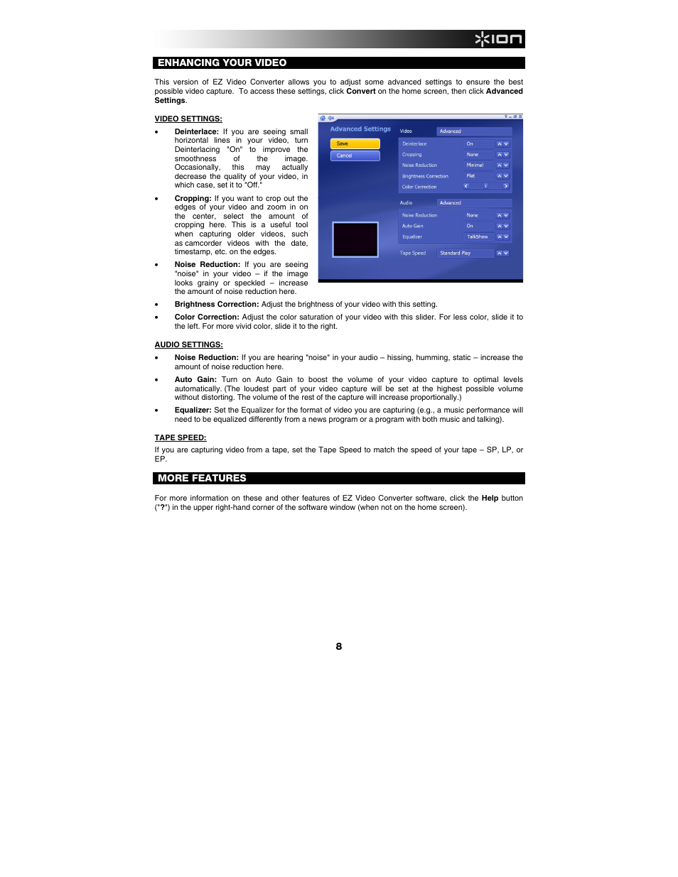 Enhancing your video, More features | ION Audio Video 2 PC User Manual | Page 9 / 10