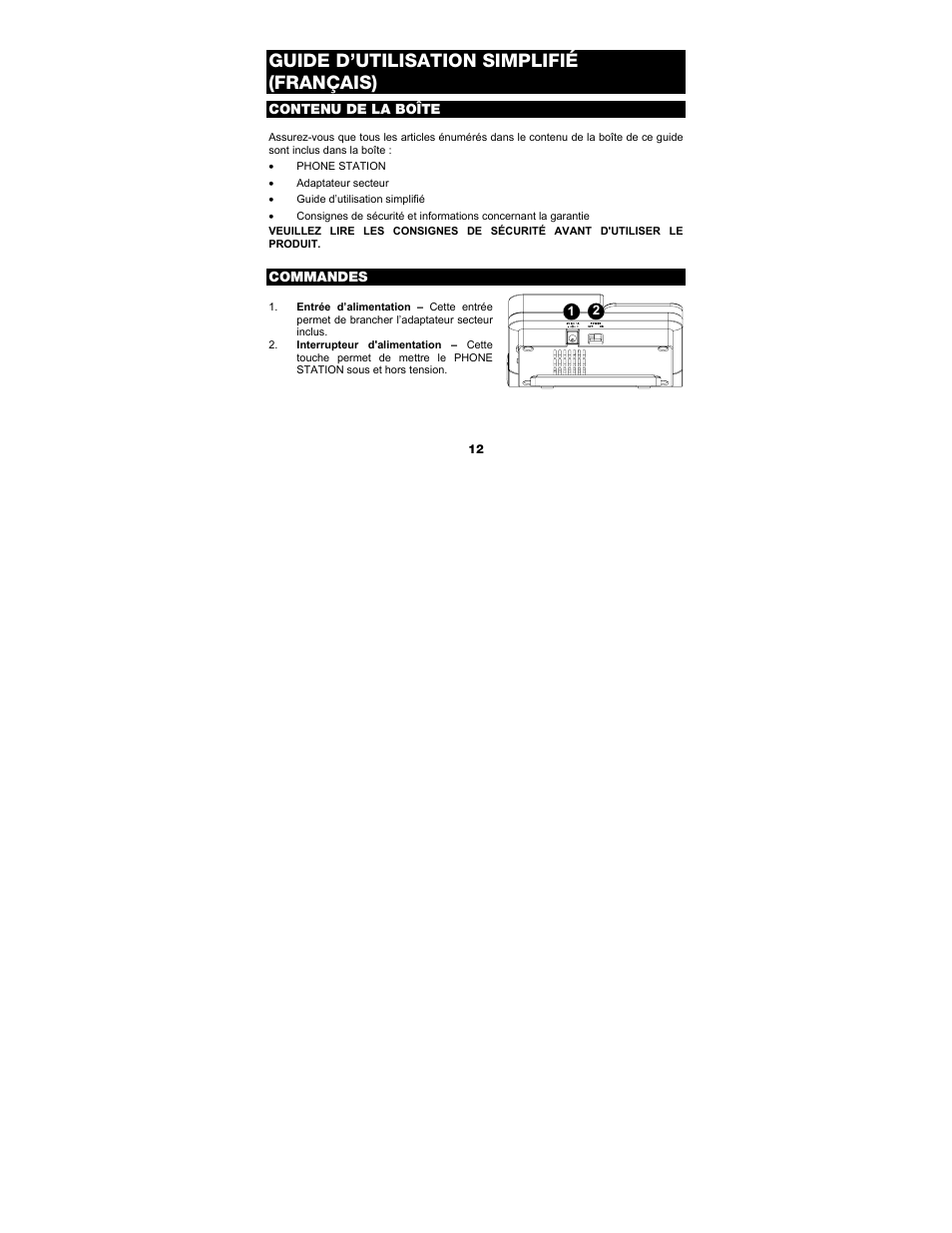 Guide d’utilisation simplifié (français) | ION Audio Phone Station User Manual | Page 12 / 32