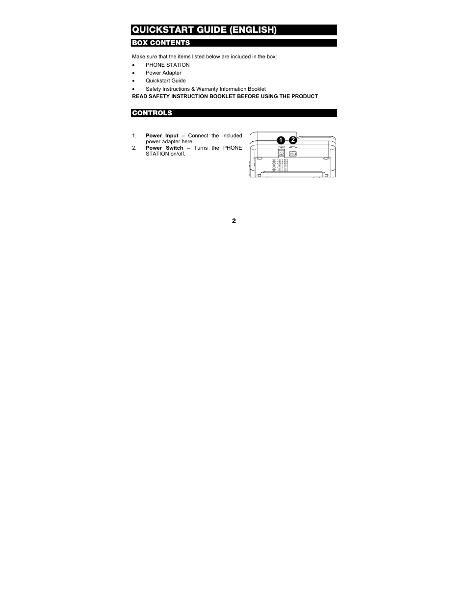 Quickstart guide (english) | ION Audio Phone Station User Manual | Page 2 / 32