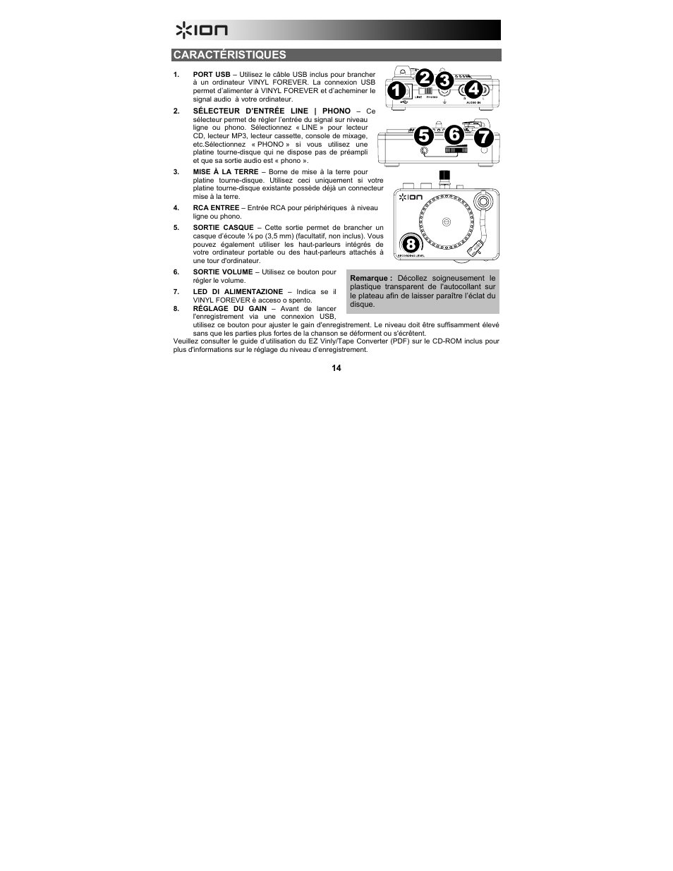 Caractéristiques | ION Audio Vinyl Forever User Manual | Page 14 / 32