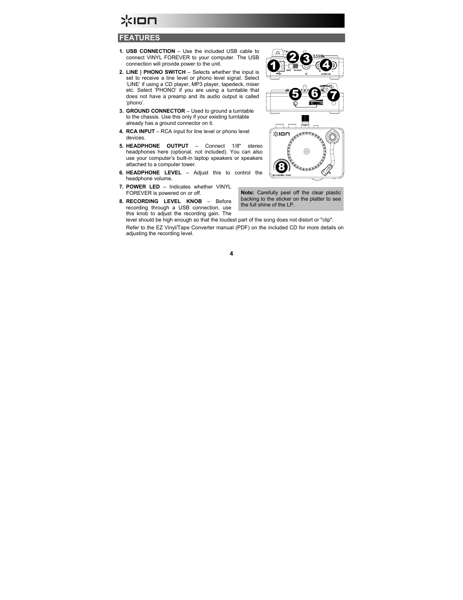 ION Audio Vinyl Forever User Manual | Page 4 / 32