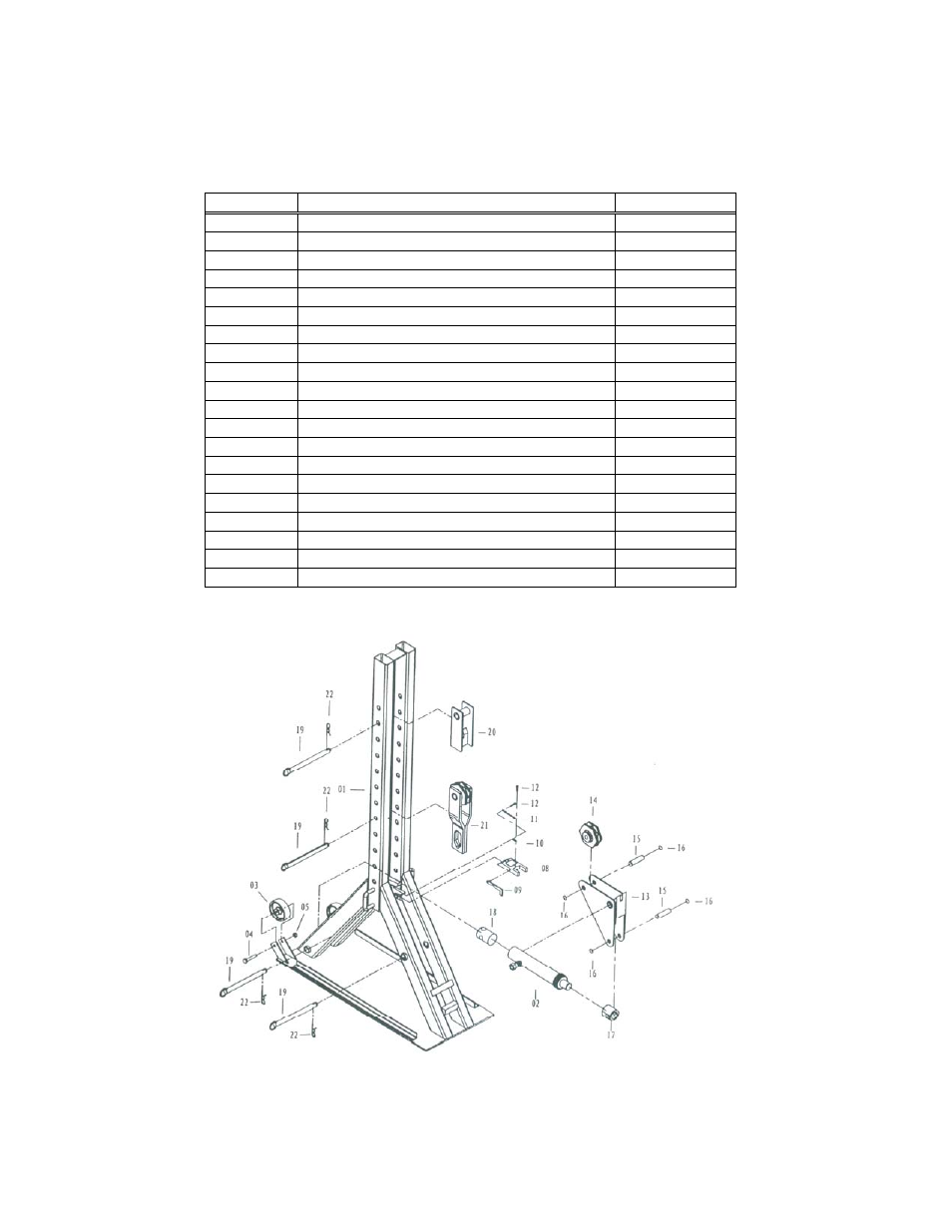 Replacement parts, Parts list | Jackco Power Post Model 892 User Manual | Page 7 / 7
