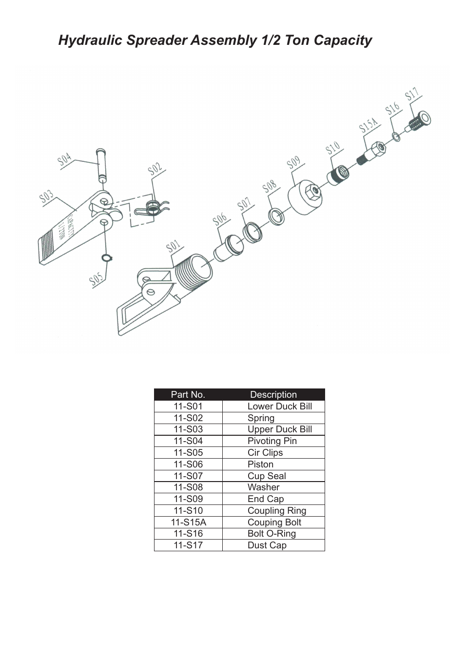 Hydraulic spreader assembly 1/2 ton capacity | Jackco Model 81110 Ton Set User Manual | Page 7 / 10