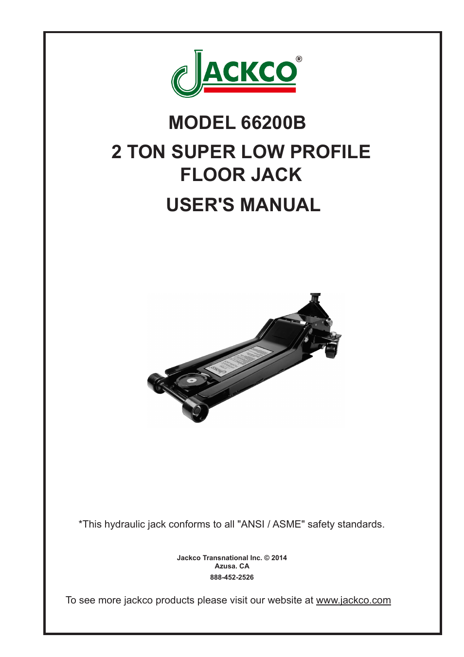 Jackco Model 66200B User Manual | 8 pages