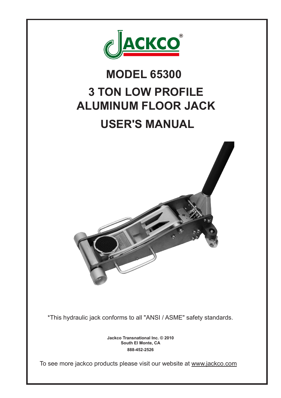 Jackco Model 65300 User Manual | 8 pages