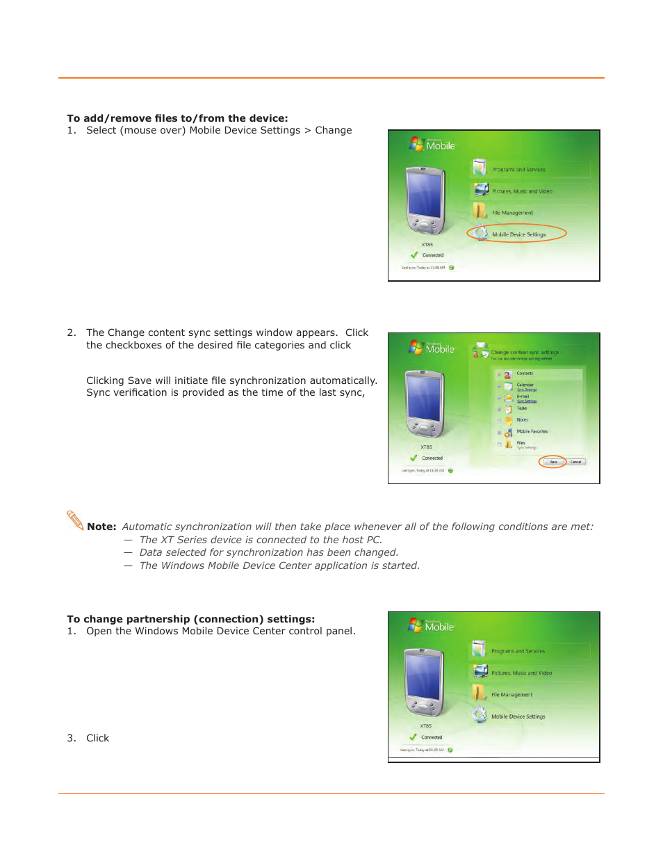 Xt85 user manual, Synchronization | Janam XT85 User Manual | Page 55 / 84