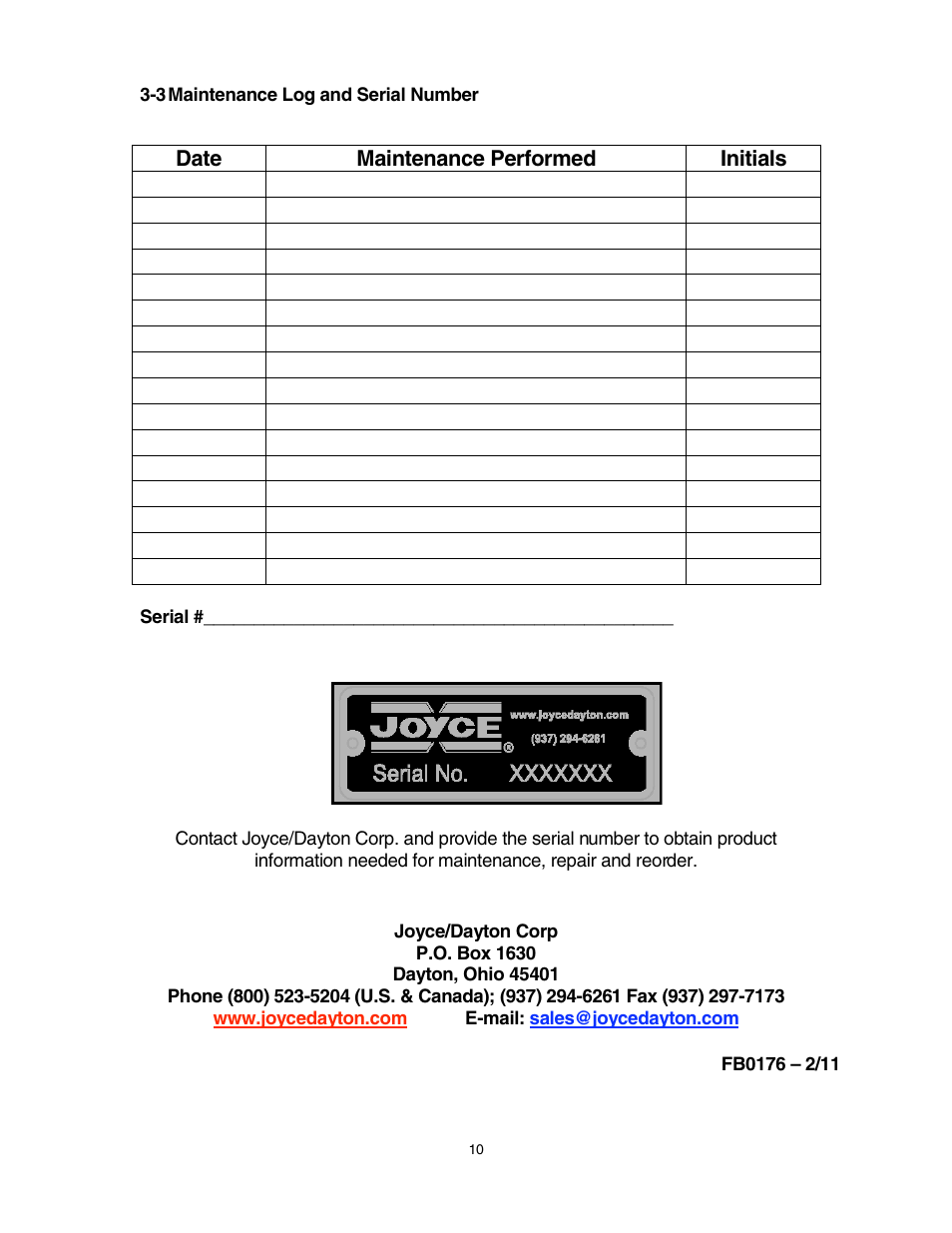 Joyce DCD3230 User Manual | Page 10 / 10