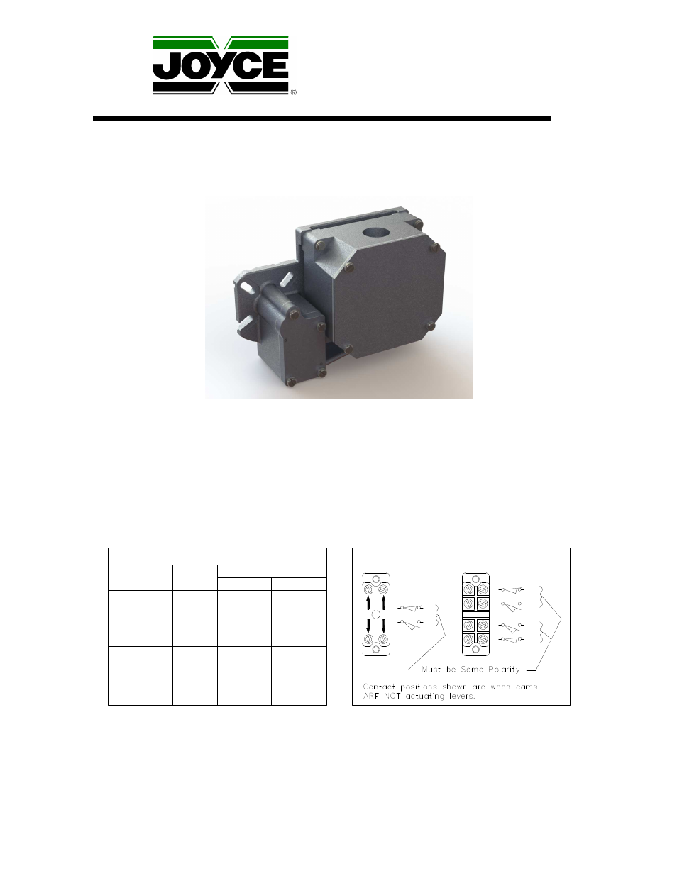 Joyce Limit Switches User Manual | 3 pages