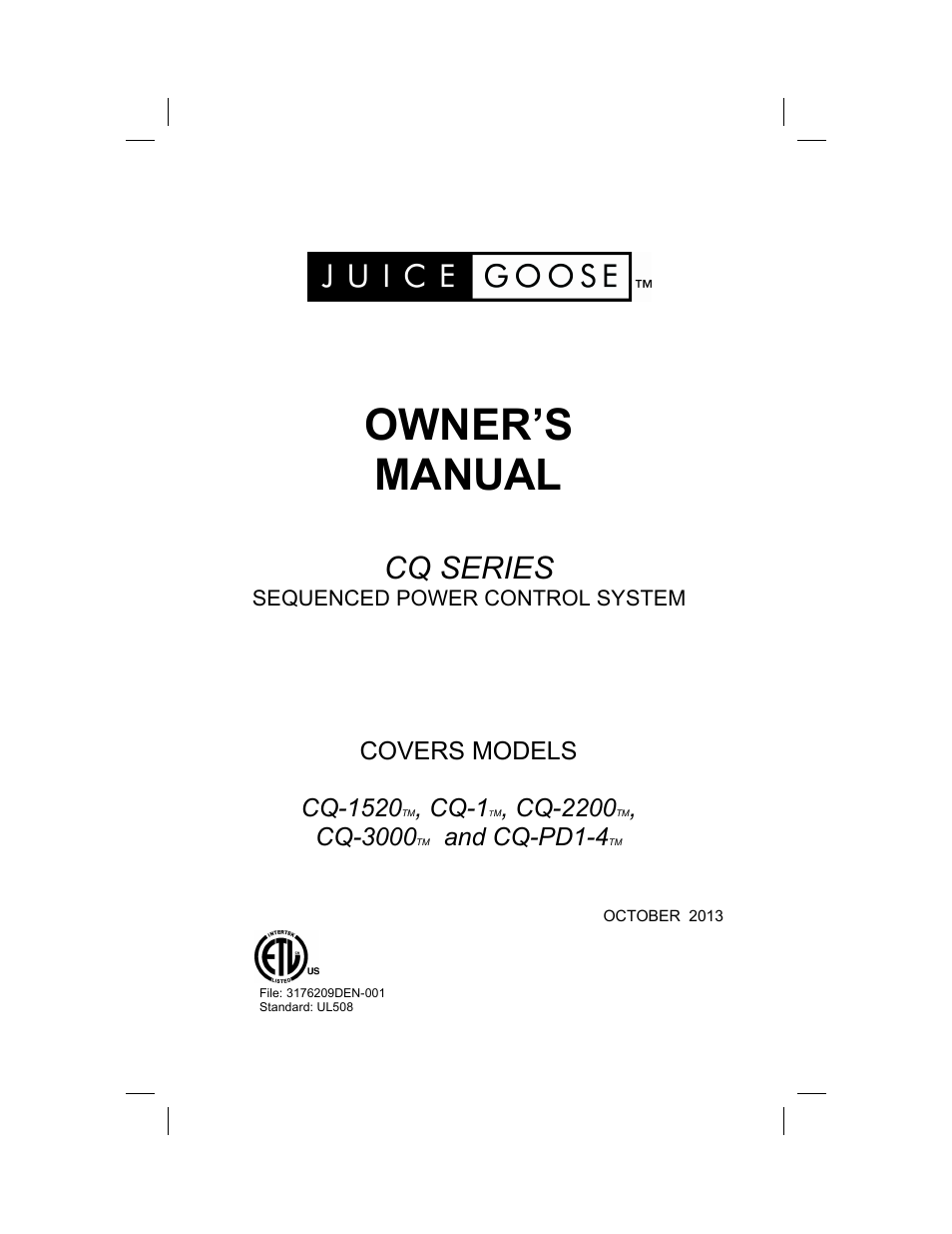 JuiceGoose CQ Series - Power Sequencers User Manual | 12 pages