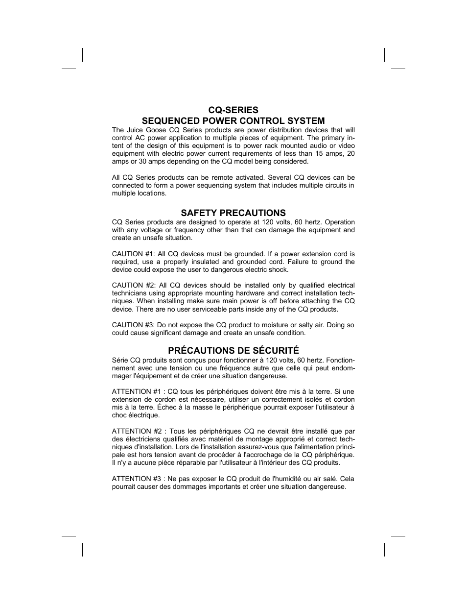 JuiceGoose CQ Series - Power Sequencers User Manual | Page 3 / 12