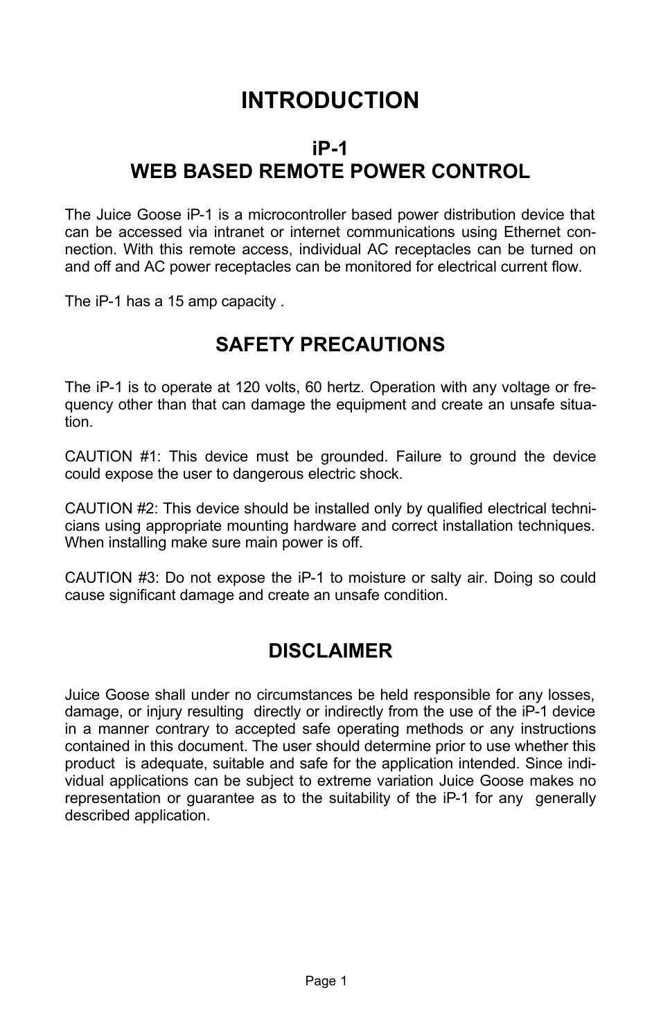 Introduction | JuiceGoose iP 1 (Piwi) User Manual | Page 2 / 20