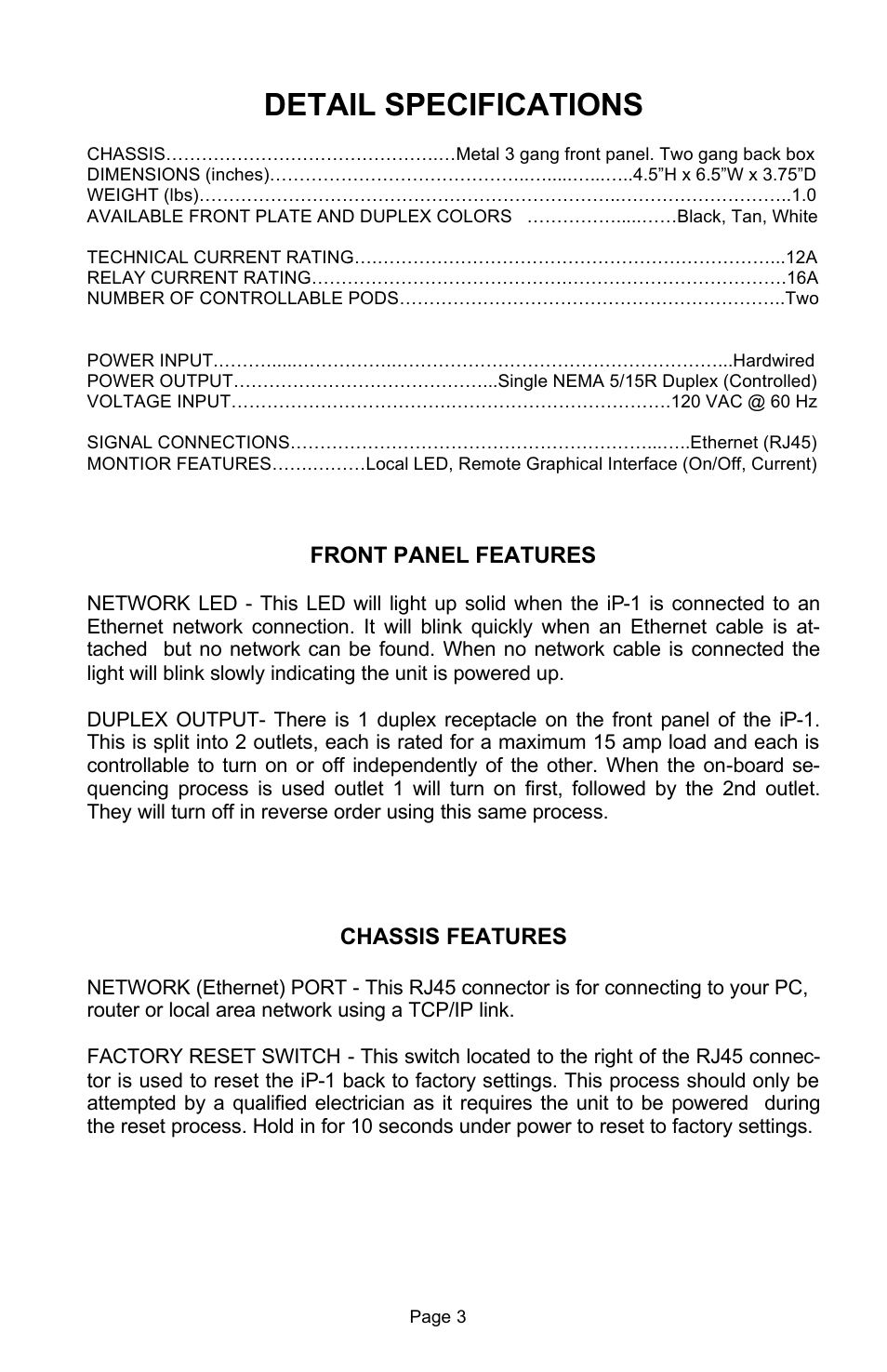 Detail specifications | JuiceGoose iP 1 (Piwi) User Manual | Page 4 / 20