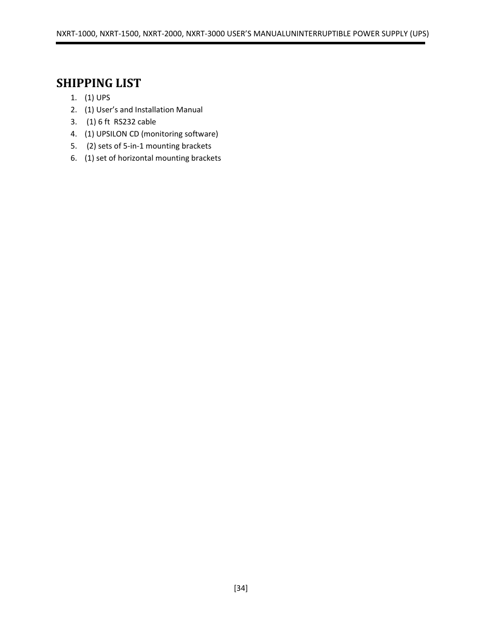Shipping list | JuiceGoose NXRT Series User Manual | Page 34 / 45