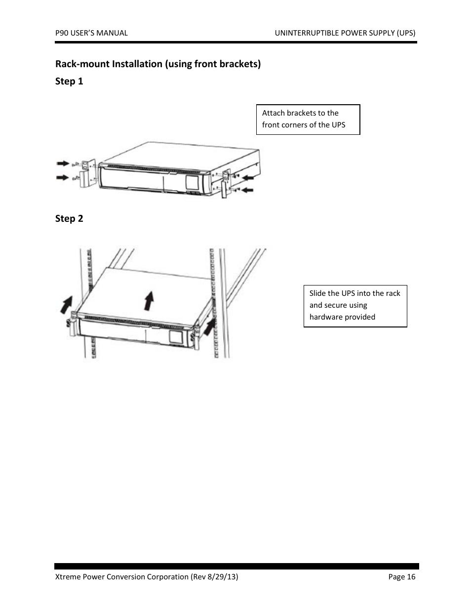 Rack-mount installation (using front brackets) | JuiceGoose P90 Series User Manual | Page 16 / 48